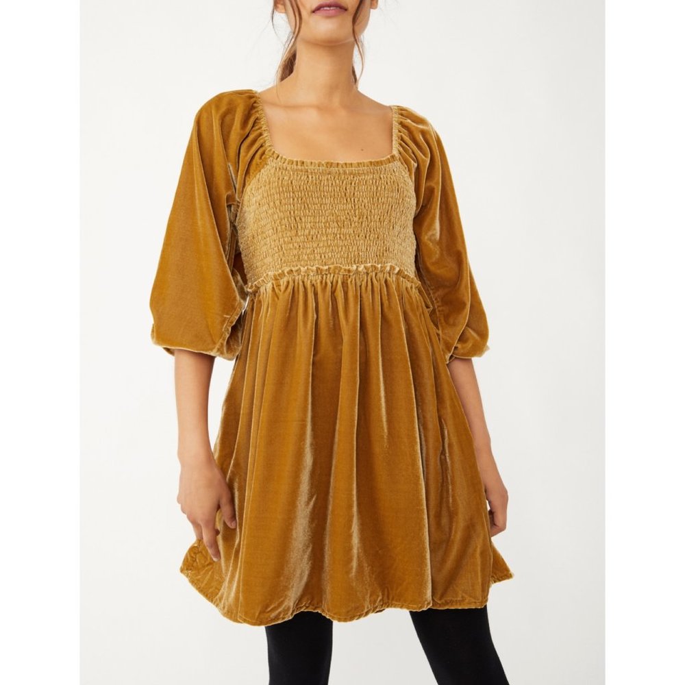 NWT Free People Daphne Velvet Sleeve Mini / Olive Bitters